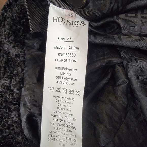 House of CB XS Faux Fur Long Coat Teddy Black Cozy Whimsygoth Fairygrunge Winter - Picture 10 of 10